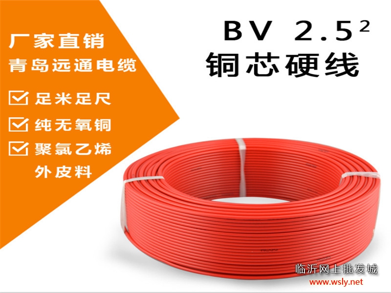 品牌正品 家用紫铜电线 国标足100米BV2.5平方铜芯电线