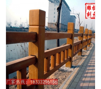 河道仿木栏杆景区仿木纹护栏混凝土仿木围栏GRC水泥仿木栅栏